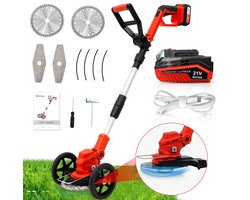 Accu grasmaaier - grasmaaier met 1 21V 4.0Ah accu - verstelbare telescopische handgreep - 3 soorten messen - Accu grastrimmer met accu - Accu grasmaaier voor tuinieren