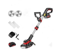Accu-grastrimmer, 21 V, met 90 graden draaibare trimmerkop, telescopische steel, incl. 1 x 2,0 Ah accu, 1 x oplader, 2 x 15 cm maaibreedte, 2 x messen