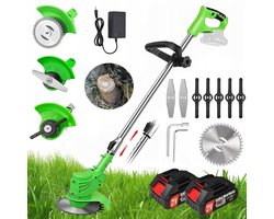 Accu Grastrimmer - Elektrische Onkruidborstel - Kantenmaaier - 21V - 300W - 82-118 cm Verstelbare - 90° Draaibare - 2 Accu - Voor Tuin en Onkruid