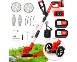 Batterij Gras Trimmer met Batterij, Gras Randtrimmer met 2-batterijen 4000mAh 21V, Verstelbare telescopische geleidingsbalk