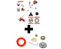 Bosmaaier Benzine - 52 cc / 1.9 pk 2-takt Motor – Incl. Onkruidborstel ,Maaidraad, Zaagblad 40-tands, Veiligheidsset en bevestigingset