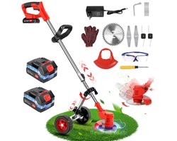Bovista Kantenmaaier Electrisch - Met Accu - Draadloos - Voegenborstel - Grastrimmer - Kantensnijder - Onkruidborstel - Bosmaaier - Elektrische - 24V - Rood