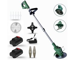 Clerby - Kantenmaaier - Grastrimmer - 4 bladen - Bosmaaier - Inclusief 2 accu's - Groen