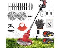 CONENTOOL 5-in-1 Accu Grastrimmer 21V 2000mAh - Incl. 2 Accu's & Lader - Opvouwbaar & Kantenmaaier - Draadloze Elektrische Grasmaaier voor Tuin & Bos