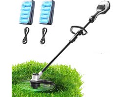 Grastrimmer - Kantenmaaier - 2-in-1 - Kantenknipper - met Borstelloze Motor - Maaidiameter van 35 cm - voor Gazon Trimmen - Tuin Opruimen van Onkruid - set van 2 - 10.000 mAh batterij - 49x25cm - Zwart en Wit