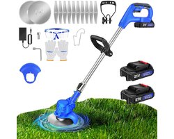 Grastrimmer/Bosmaaier - 800W Motor Van Puur Koper - Telescopische Steel Met 0-90° Draaibare Kop - 2 Ronde En 10 Rechte Messen - Lichtgewicht 1,5 Kg - Blauw