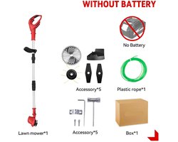 Grastrimmers - Met Accu - Draadloze - Snoeischaar - Onkruidborstel Electrisch - Snijder - 10 inch - 18V Batterij - 36000RPM - Tuingereedschap - Vouwbaar - Verstelbaar Handvat - Vouwbaar Ontwerp - Zonder Accu