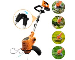 Grenintol 4-in-1 Grastrimmer - Accu Grastrimmer - Kantenmaaier & Bosmaaier Met 2x2.0 AH Accu & Lader - Opvouwbaar, Draadloos & Elektrische Grastrimmer Met 850W Borstelloze Motor - Multifunctioneel Voor Tuin & Park - Oranje