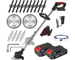 HEZIVO® Grastrimmer Elektrisch - Bosmaaier Draadloos - Kantenmaaier met Accu - Telescopisch - 16 Messen - 24V