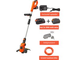 Kibani accu grastrimmer 18V - inclusief 2x 2000 mAh , beschermbril en 20m maaidraad – snoerloos - lichtgewicht - bosmaaier - kantenmaaier