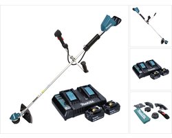 Makita DUR 368 APG accu bosmaaier 36 V ( 2 x 18 V ) tweehandig borstelloos + 2x accu 6.0 Ah + lader