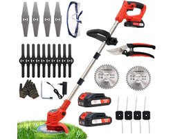 MKSS® Zweefmaaier - Bosmaaier Electrisch - Grastrimmer met Accu - Grasmaaier - Handmaaier met Wielen - Rood