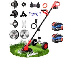 MKSS® Zweefmaaier - Bosmaaier Electrisch - Grastrimmer met Accu - Grasmaaier - Handmaaier met Wielen - Zwart en Rood