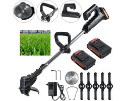 Nivard Kantenmaaier Electrisch - Met Accu - Draadloos - Voegenborstel - Grastrimmer - Kantensnijder - Onkruidborstel - Bosmaaier - Elektrische - Zwart - 2 Accu's