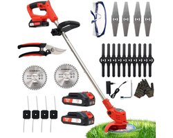 Onkruidborstel Electrisch - Onkruidborstel Machine - Voegenborstel – Bosmaaier Set – Kantenmaaier - Onkruidverdelger - Grastrimmer Met Accu - Incl: Accu, Zaagbladen, Messen En Oplader
