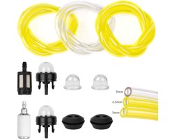 SnelShoppen - Universele Brandstoffilter Set met Brandstofslangen 2.5 mm & 3 mm, Brandstoffilters, Primer Lampen voor Grasmaaier, Bosmaaier, Trimmer,