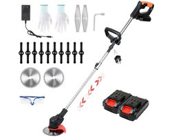 Traumheim® 3-in-1 Kantenmaaier – Grastrimmer – Bosmaaier – Grasmaaier – Opvouwbaar – Draadloos & Elektrisch – Incl. 2 Accu ‘s & Snellader - Motorkop -90° en +90° verstelbaar - Incl. 3 snijkoppen