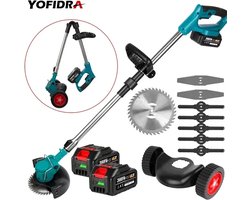 Yofidra Grastrimmer - Accu Grasmaaier - Grasmaaier Elektrisch - Bosmaaier - Handmaaier - 2 Accu's - Elektrische grasmaaier met benodigde accessoires