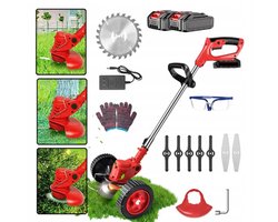 Zincline Accu Grastrimmer 24V – met 2 accu’s en oplader – Onkruidborstel – met wielen