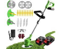 Zweefmaaier - Bosmaaier Electrisch - Grastrimmer met Accu - Grasmaaier - Handmaaier met Wielen - Groen