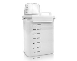 Azomor® Transparante luchtdichte dispenser voor waspoeder met meetbeker en grote capaciteit