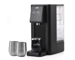 Bardi Heetwaterdispenser 2,6L – 6 Temperatuurstanden 45-100°C – Instant Waterkoker – Touch Display – Inclusief 3 Thermoscups (Zwart + RVS) & Onderzetter – Zwart