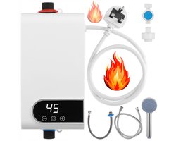Compacte Doorstroomverwarmer voor Badkamer， 5500W Vermogen - Snel Warm Water， Temperatuurregeling， Inclusief Douchekop