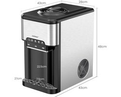 COSTWAY 3-in-1 waterdispenser, ijsblokjesmachine met warm/koud water, ijsblokjes in 10 min, ijsmachine 3 l watertank, ijsblokjesmaker 19 kg/dag voor thuis, kantoor