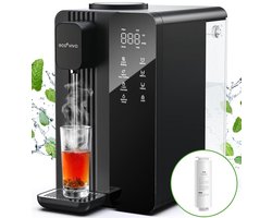 Ecoviva MATE4 Heetwaterdispenser - 3 s Direct Heet - 4.5 L - Omgekeerde Osmose Waterfilter - Heetwaterdispenser, Instant Waterkoeler en Waterfilterkan 3 in 1 - met TDS & Filter Levensduur Monitor - Zwart