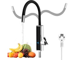 Electric Water Tap with Flow-Through Water Heater, 230 V, for Kitchen and Bathroom, 3000 W, 360 Degree Rotatable, Stainless Steel, Electric Flow Water Heater, Water Tap