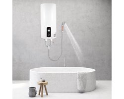 Elektrische boiler - Doorstroomverwarmer - Direct warm water - Inclusief kraan douche - 50 liter - Wit