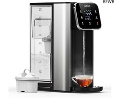 RFWR® Warmwaterdispenser met 4 temperatuurniveaus en 3 waterhoeveelheden, compact en energiezuinig, ideaal voor keuken en kantoor