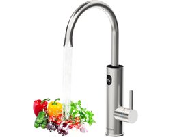 RVS Warmwaterkraan met Digitale Display - Direct Heet Water, 360° Draaibaar
