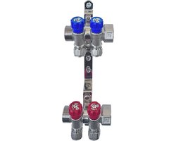 Waterverdeler set voor warm en koud water - 1 inch messing PEX 4-weg en 2-weg