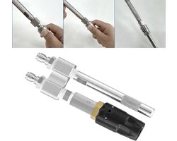 2-in-1 hogedrukreiniger tool versie 1/4 inch, Cleaningshop Injector in versie 1/4 inch. M5 gedraaid sproeimondstuk, lange reikwijdte alsook brede applicatie voor hogedrukreiniger. Ideaal voor softwash - Twist - Dual sprayer - Hogedruk -