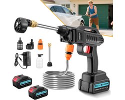 21V Draadloze Hogedrukreiniger - 26bar Accu-Hogedrukreiniger - Elektrische Hogedrukreiniger Voor Auto/Motor/Tuin - Inclusief 2 X 1200 Mah Accu's En Een 6-In-1 Mondstuk