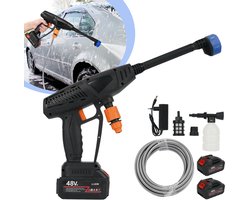 48V Draadloze Hogedrukreinigers - Accu Hogedrukreiniger Voor Terras En Auto - Hogedrukreiniger Met 2 Accu's En 5 Meter Slang - 6-In-1 Sproeier