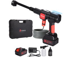 Accu Hogedrukreiniger 75 bar - Mobiele Reiniger met 4 Drukniveaus, Borstelloze Motor, LCD Display & 6-in-1 Spuitmond, Inclusief 1x 4.0Ah Accu