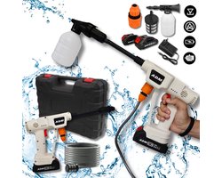 ADM Draadloze Hogedrukreiniger met 2 Accu’s – 21V – Voor Auto, Tuin, Grafsteen, GFT-bak, en Meer – Incl. Koffer & Spuitkop