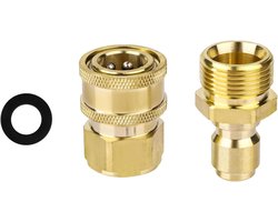 Allecto Plus - Hogedrukreiniger Snelkoppelingsset - 2 Stuks - 5000 PSI - Slangkoppelingen - Adapter Set - Hogedrukreinigerpistool - Slang Pomp.