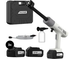 ASOME X021 Hogedrukreiniger - Hogedrukreiniger Accu - Hogedrukreiniger Auto - Draadloze Hogedrukreiniger - Terrasreiniger - Hogedrukspuit - 3x 15000 mAh Accu - 120 minuten gebruik