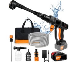 Cellista Hogedrukreiniger Draadloos - Autowasmachine - Accu Drukreiniger - 45 Bar - 6-in-1 Mondstuk - 5 m Slang - 4.5 L/min