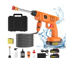 CONENTOOL Accu-Hogedrukreiniger - 580 PSI - Draadloze Hogedrukreiniger - met 2 x Accu 21V - 3 Nozzles - Incl. Schuimfles & 5m Slang