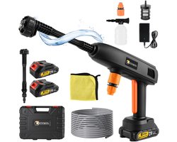CONENTOOL Accu Hogedrukreiniger - 6-in-1 Multifunctioneel - 21V 2000mAh - Incl. 2 Accu's - 650W - 40Bar