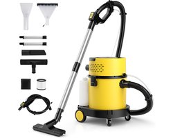 COSTWAY Nat-/droogzuiger, 1200 W, draagbare 4-in-1 aszuiger, 17 kPA zuigvermogen, industriële stofzuiger met reservoir van 20 l + 4 l en opzetstukken voor vloer, trap, bank