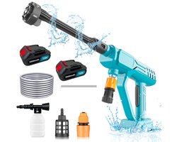 Draadloze draagbare hogedrukreiniger op 18V-accu, 800 PSI draagbare handhogedrukreiniger met borstelloze motor, 6-in-1 sproeier, in hoogte verstelbaar voor het reinigen van auto's, tuinen, hekken en muren.