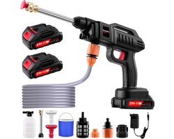 Draadloze Hogedrukreiniger -Inclusief 2x Accu - Mobiele Hogedrukreiniger - 3-In-1 Mondstuk - Hogedrukspuit - 5 M Slang - Voor Reiniging en Irrigatie Van Auto en Tuin