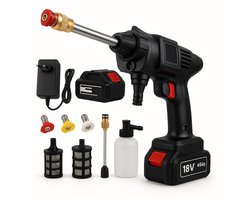 Draadloze Hogedrukreiniger PRO - 50 bar - Auto & Terrasreiniger - Hogedrukspuit - 20000mAh Accu - Zwart - Draagbare mobiele reiniger
