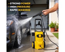 Draagbare Hogedrukreiniger – Max. 3,6 MPa – 3,7 L/min – Met 10 m Uitlaatslang en 2 m Aanvoerslang – 3-in-1 Spuitpistool – Voor Auto, Terras en Tuin