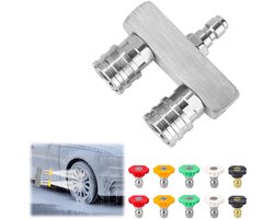 Drukwasser Tips, 2-in-1 Power Washer Nozzle Dubbele Turbo Hogedrukreiniger Nozzle met 10 Hogedrukreiniger Spuitnozzles, 1/4 Inch Quick Connect, 4000 PSI